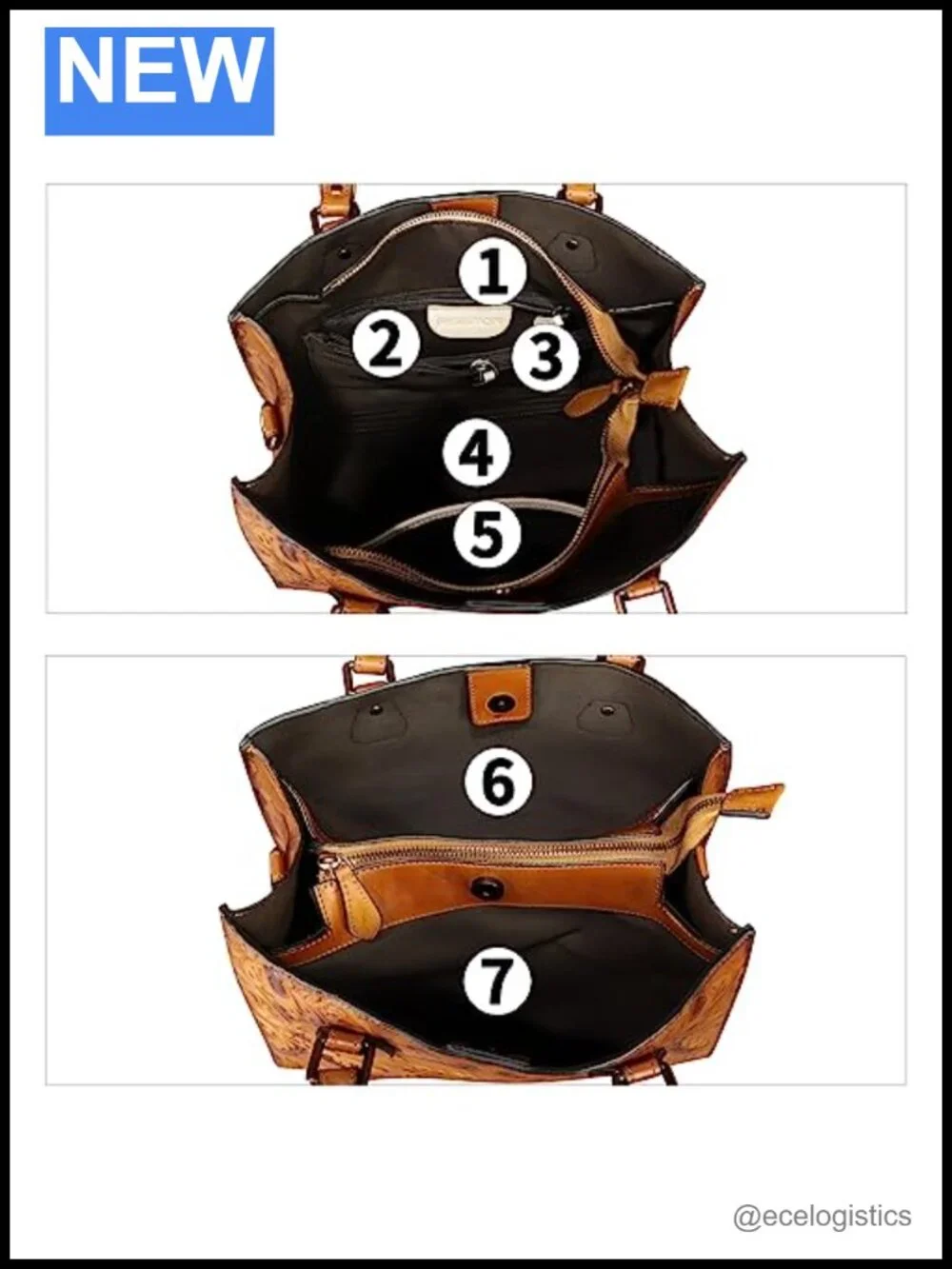 Genuine Leather Tote Bag for Women Embossed Top Handle Shoulder Handbag